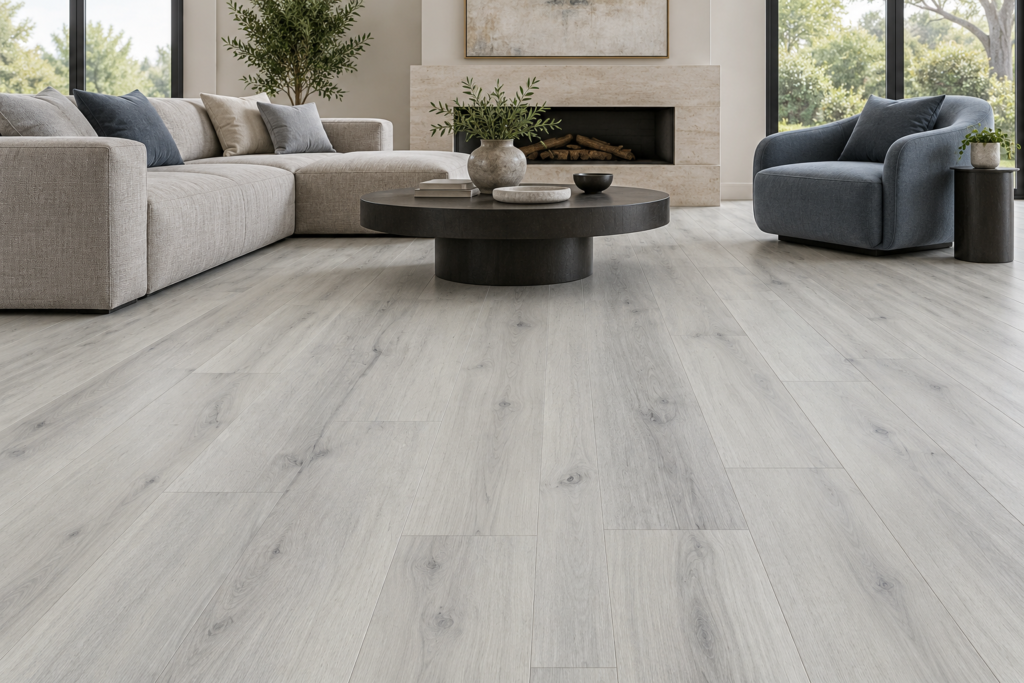 Spirit XL vinyl flooring in a gray tone in a living room